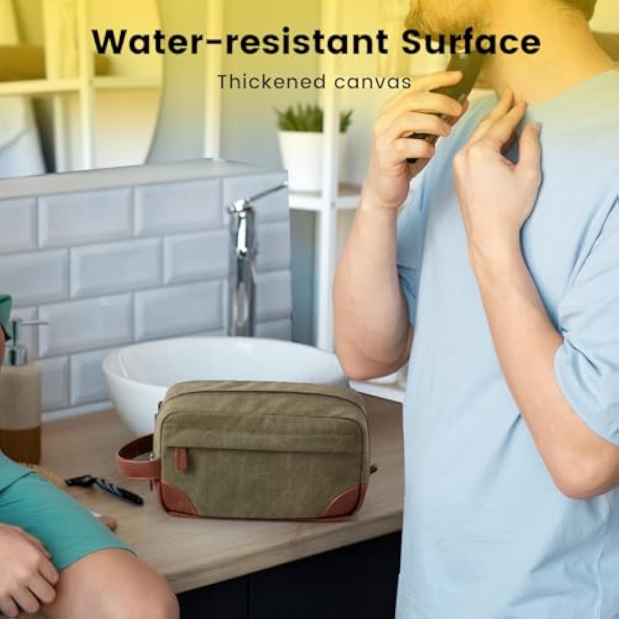 Water Resistant Canvas Hanging Dopp Kit for Men, Large Capacity